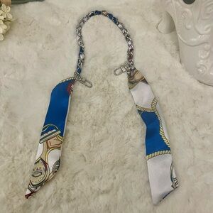 🛍️2/$30 Scarf Chain Bag Strap - Blue multi Nautical Print